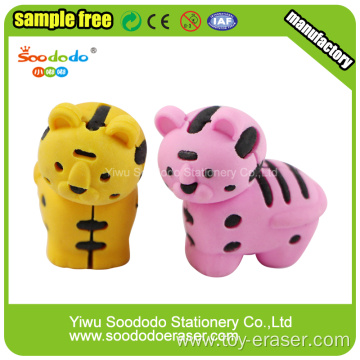 3D tiger kid eraser ,Animal rubber school office eraser